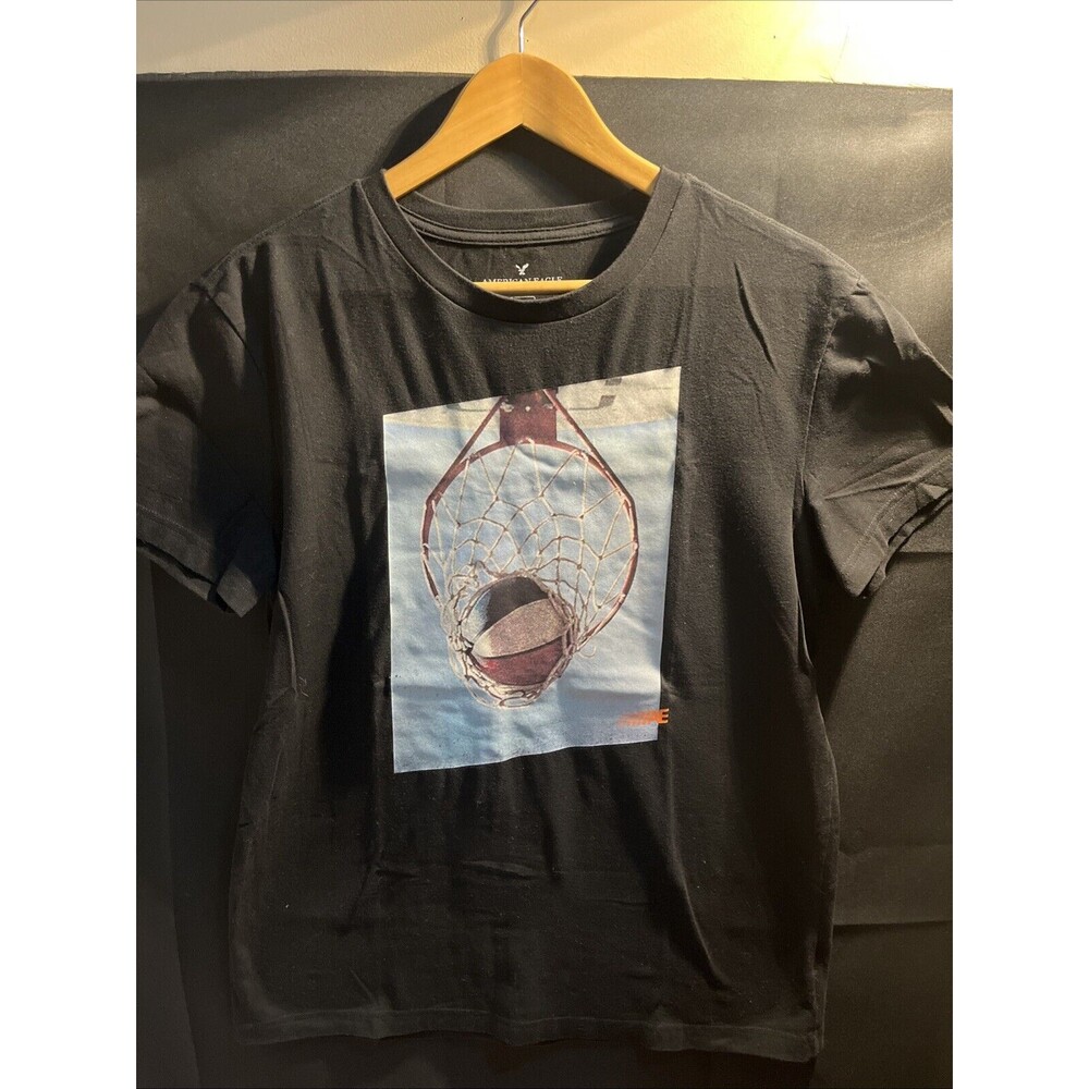 American Eagle Outfitters Flex Men Medium Black Crew Neck Graphic T-shirt